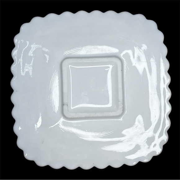 White milk glass Challinor & Taylor Scroll relish dish plate serving spoon rare - Picture 5 of 9